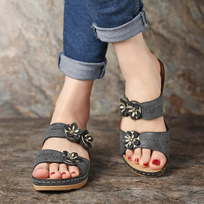 #1 Dearadh Trending Paris Sandals Mná Bláthanna Fancy Toe Oscailte 